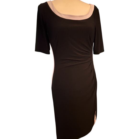Lauren Ralph Lauren Black & White Colorblock Jersey Sheath Dress, Size 8 - Picture 1 of 6